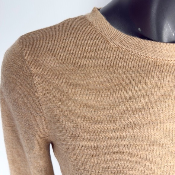 Wool Blend Open Back Crossover Twist Detail Tan Knit Sweater Size S - Picture 4 of 4